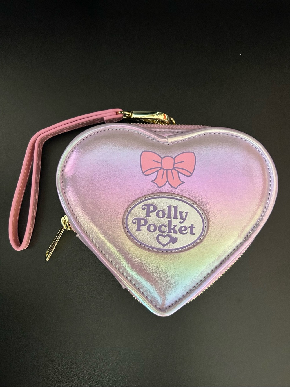 Polly Pocket Iridescent Heart Wristlet - Pink